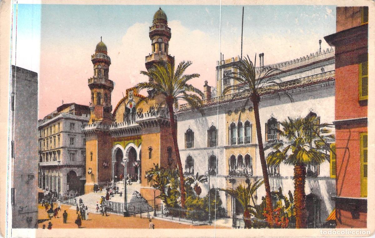 Postales: Postal de Argel: Fachada de la Catedral y Palacio del Gobernador