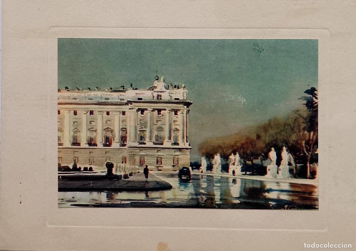 Postales: POSTAL ANTIGUA DE PALACIO REAL PLAZA DE ORIENTE (FELICITACI&Oacute;N DEL BANCO POPULAR