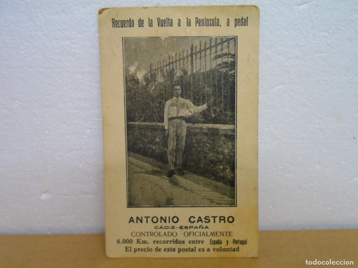Postales: RECUERDO DE LA VUELTA A LA PENINSULA A PEDAL.ANTONIO CASTRO DE CADIZ.POSTAL PRO-AYUDA,A&Ntilde;OS 20.RARA.