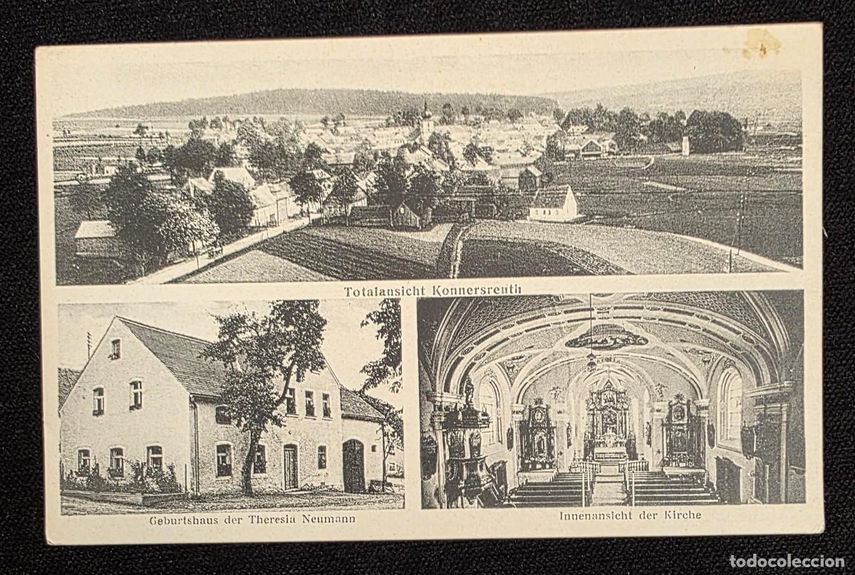 Postales: P.934 Postal antigua Konnersreuth Alemania &ndash; Vista general, iglesia y casa de Therese Neumann