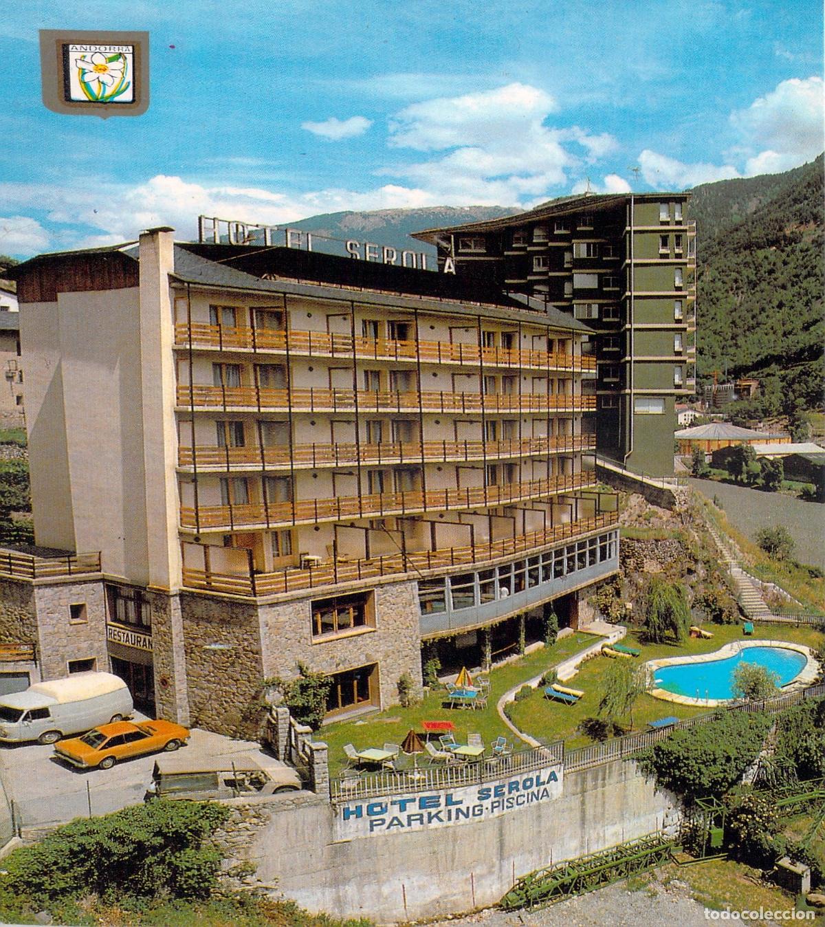 Postales: Postal de Andorra la Vella, Hotel Serola con Piscina