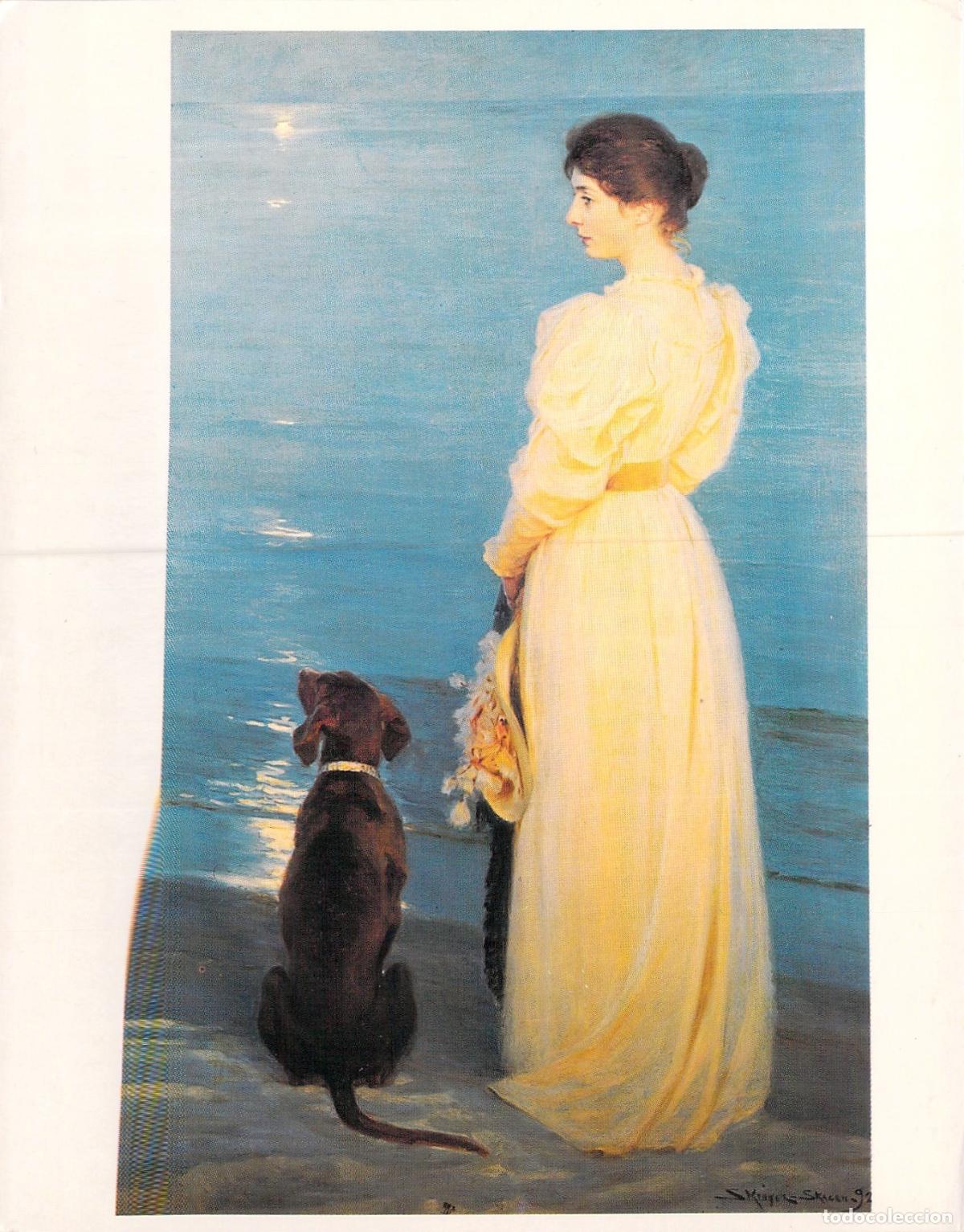 Postales: Postal de Arte P.S. Kr&oslash;yer La Esposa del Artista con su Perro en Skagen