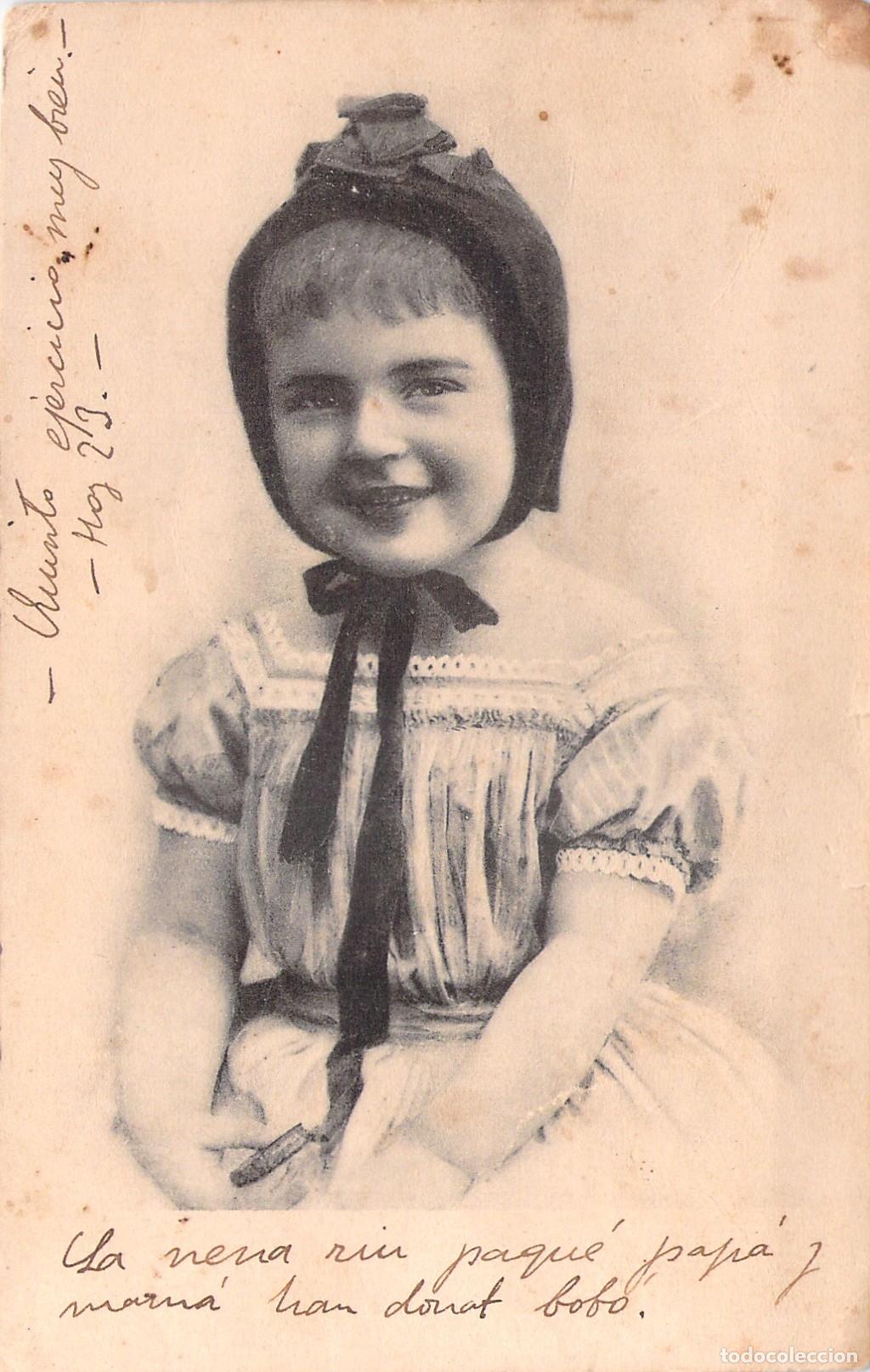 Postales: Postal de Retrato Infantil Ni&ntilde;a con Gorro y Lazo