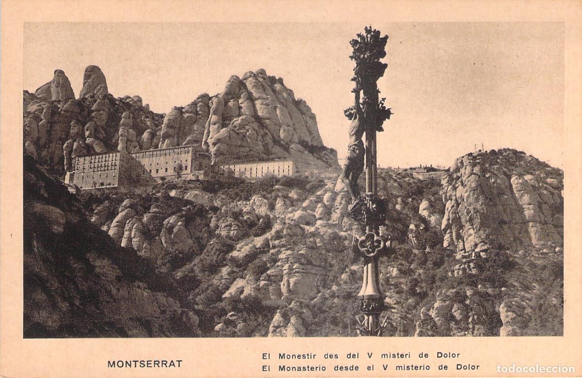 Postales: Postal Monasterio de Montserrat y V Misterio de Dolor