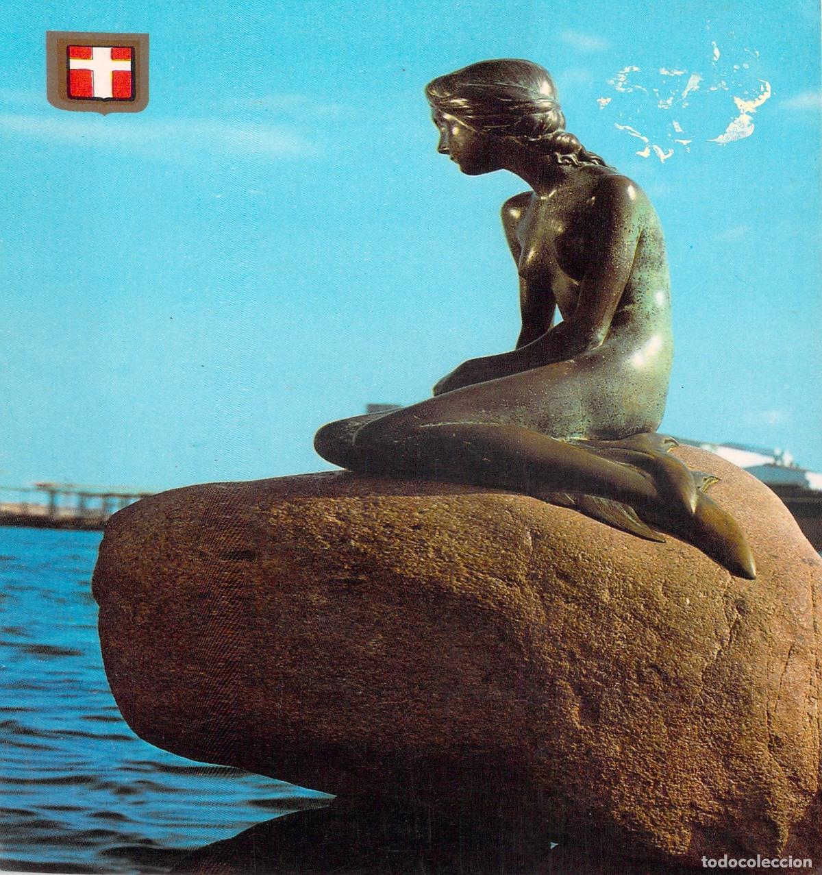 Postales: Postal de la Estatua de La Sirenita en Langelinie, Copenhague