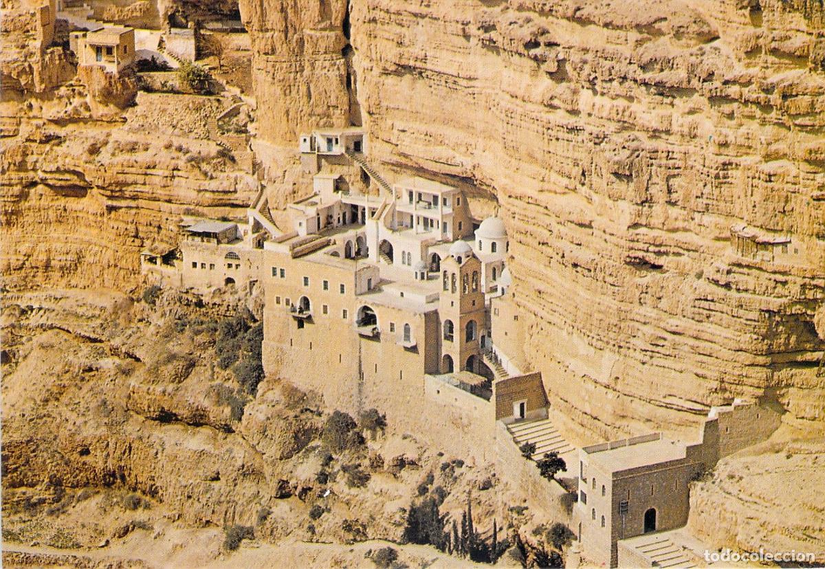 Postales: Postal del Monasterio Deir El Kelt en Wadi Kelt cerca de Jeric&oacute;