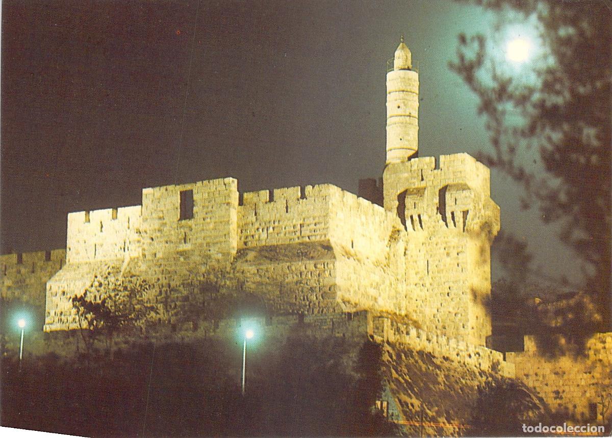 Postales: Postal de la Torre de David en Jerusal&eacute;n por la Noche
