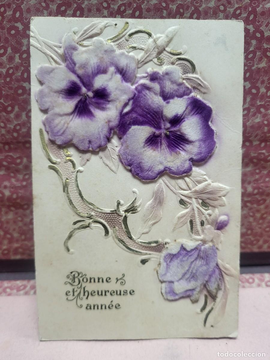 Postales: ANTIGUA POSTAL ROMANTICA FLORES RELIEVE
