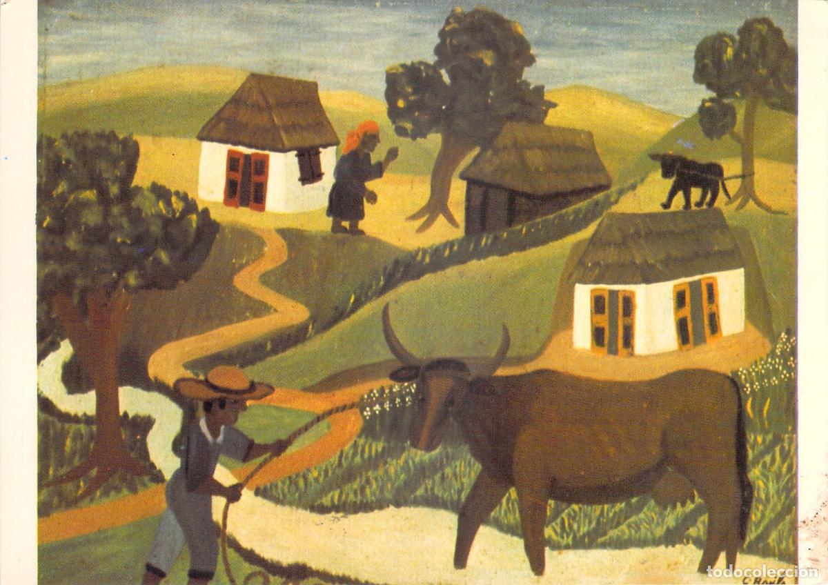 Postales: Postal de Arte Haitiano La Granja por Castera Bazile Galer&iacute;a Nader