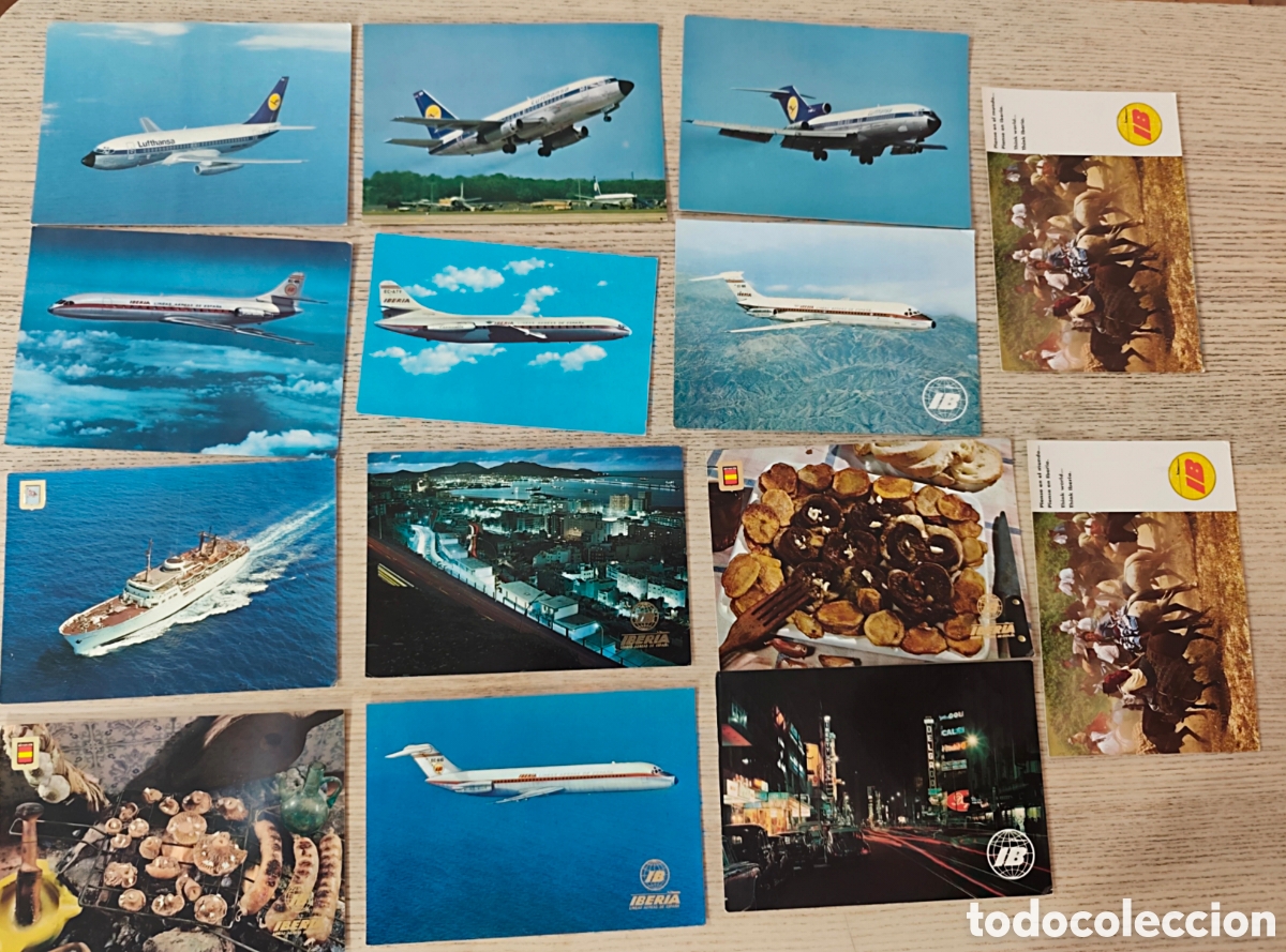 Postales: Lote Postales vintage transporte. Iberia, Lufthansa, Trasmediterr&aacute;nea