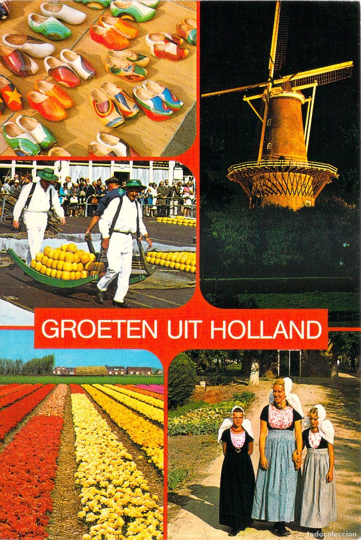 Postales: Postal Tur&iacute;stica de Holanda con Escenas T&iacute;picas y Molino