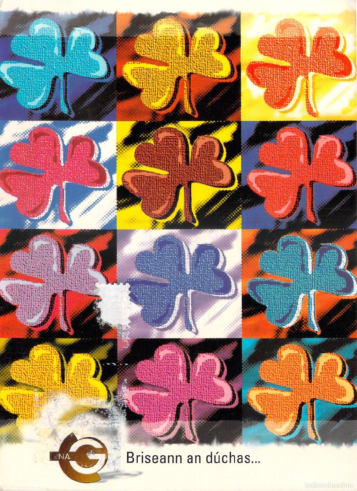 Postales: Postal Publicitaria TnaG San Patricio Irlanda Tr&eacute;boles Estilo Pop Art