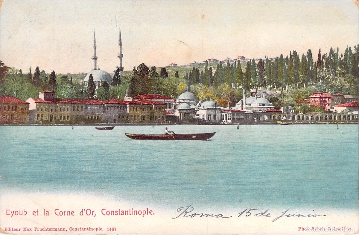 Postales: Postal de Constantinopla: Eyoub y el Cuerno de Oro con Barco