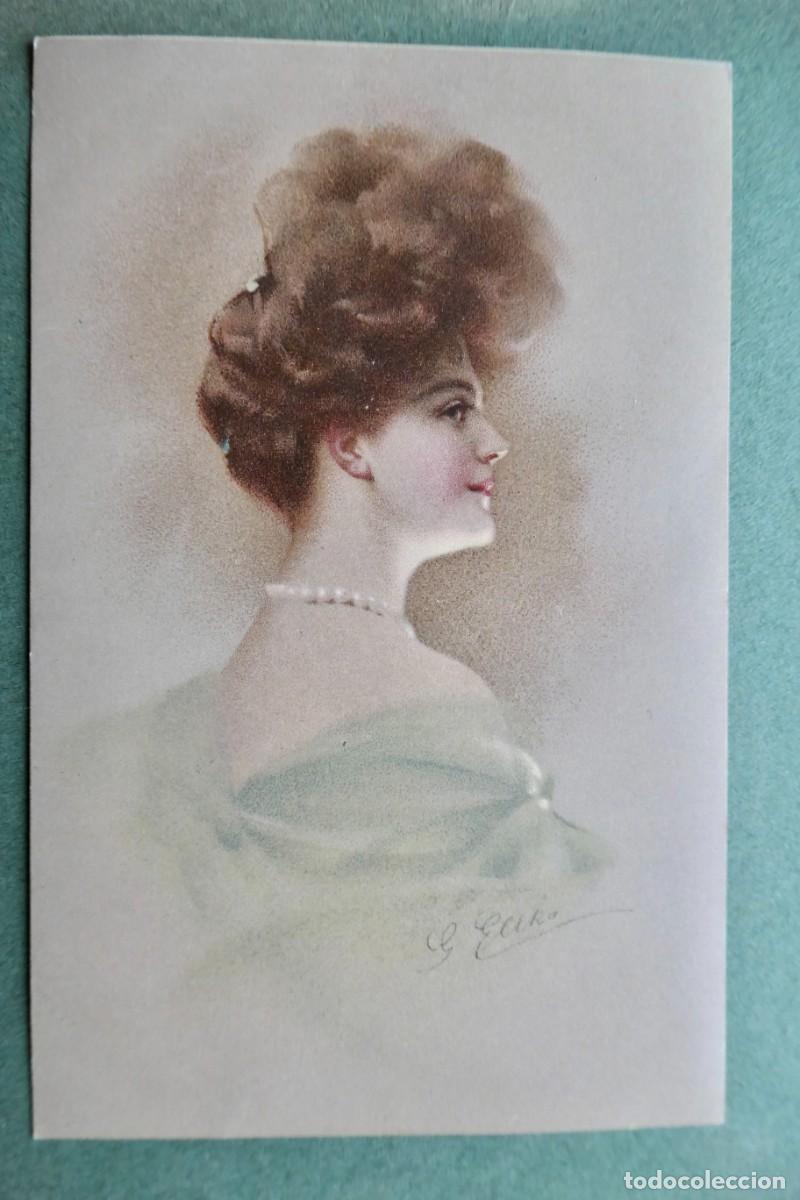 Postales: postal art&iacute;stica retratos femeninos &rdquo;glamour&rdquo; firmada por Ellka 1919