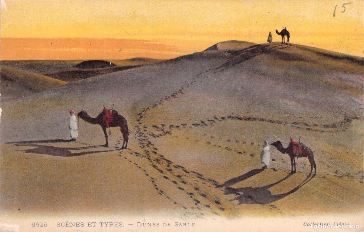 Postales: Tarjeta Postal Argelia Dunas de Arena y Camellos Mascara