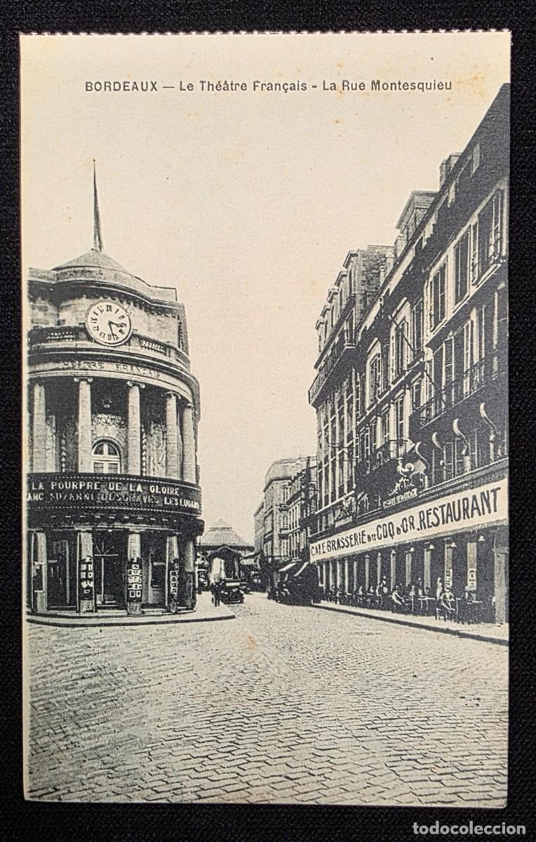 Postales: P.1001 Postal antigua Bordeaux Le Th&eacute;&acirc;tre Fran&ccedil;ais Rue Montesquieu escena urbana hist&oacute;rica Francia