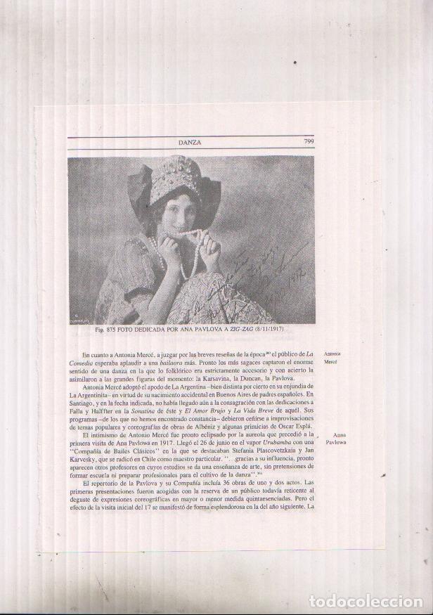Postales: Lamina V25609: Foto dedicada por Ana Pavlova a Zig-Zag -