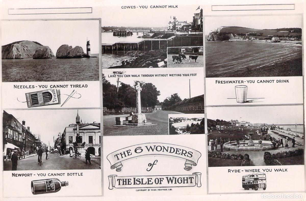 Postales: Postal de las 6 Maravillas de la Isla de Wight, Inglaterra - Foto 1