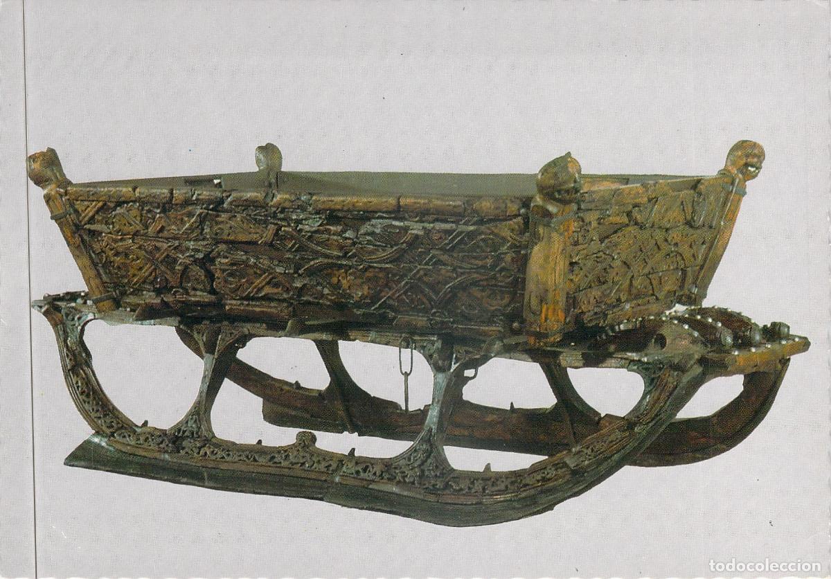 Postales: Postal del Trineo Tallado de Oseberg, Museo de Barcos Vikingos de Oslo