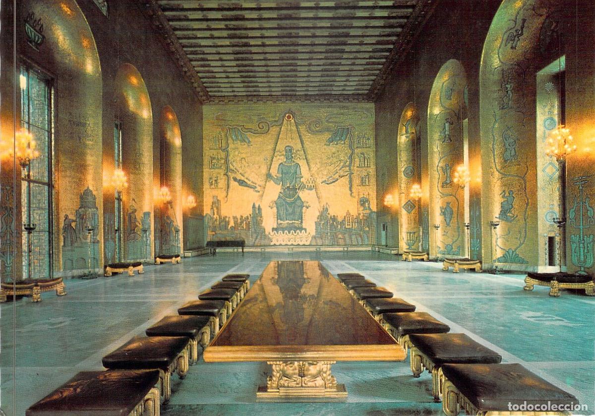 Postales: Postal de Estocolmo: Sal&oacute;n Dorado del Ayuntamiento de Suecia