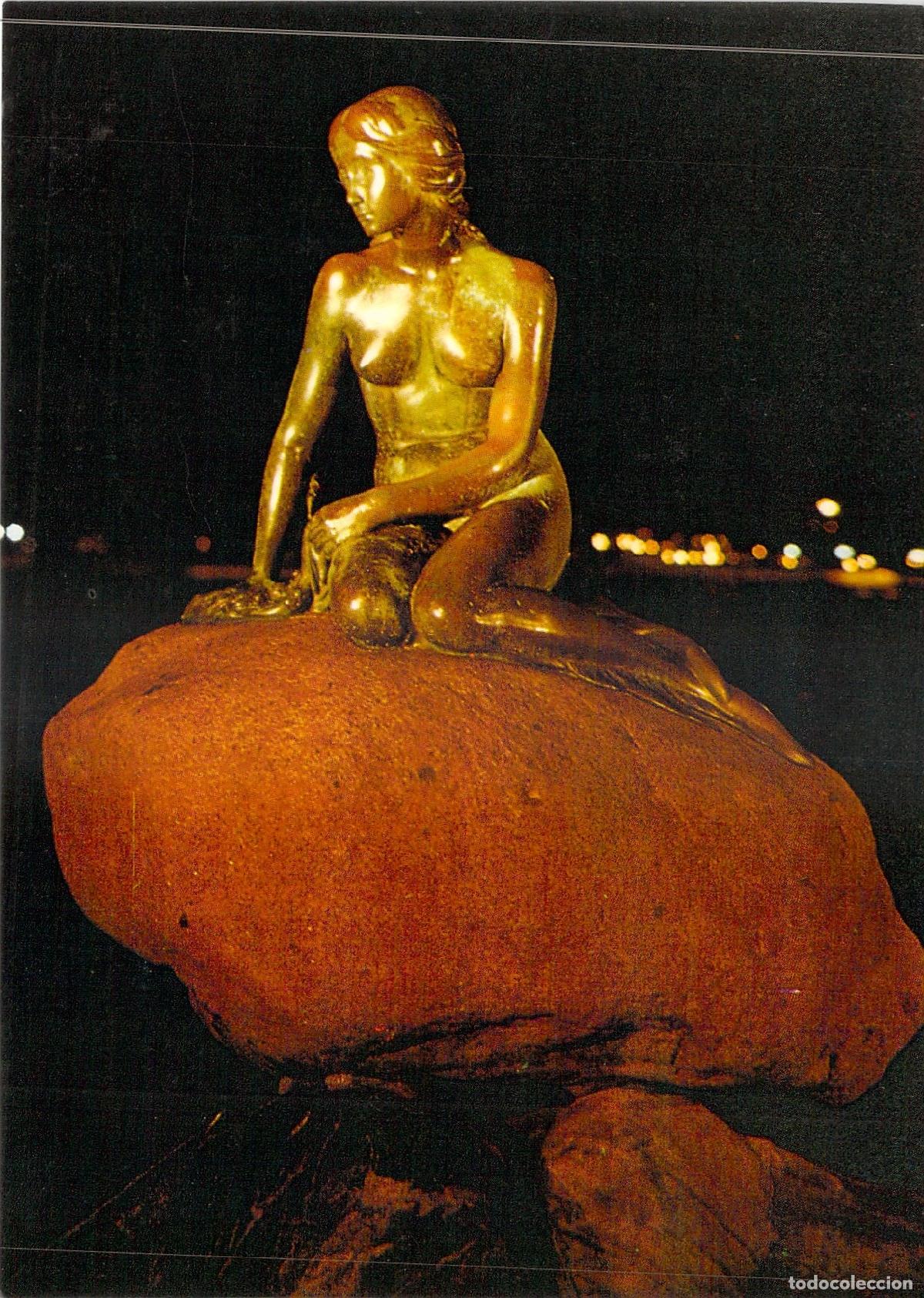 Postales: Postal de la Estatua de La Sirenita en Copenhague, Dinamarca