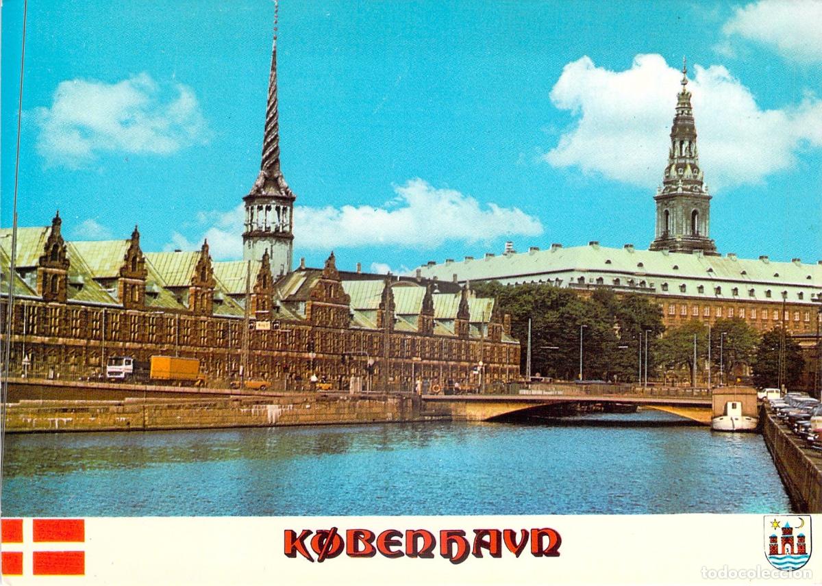 Postales: Postal de Copenhague: Palacio Christiansborg y Bolsa de Valores