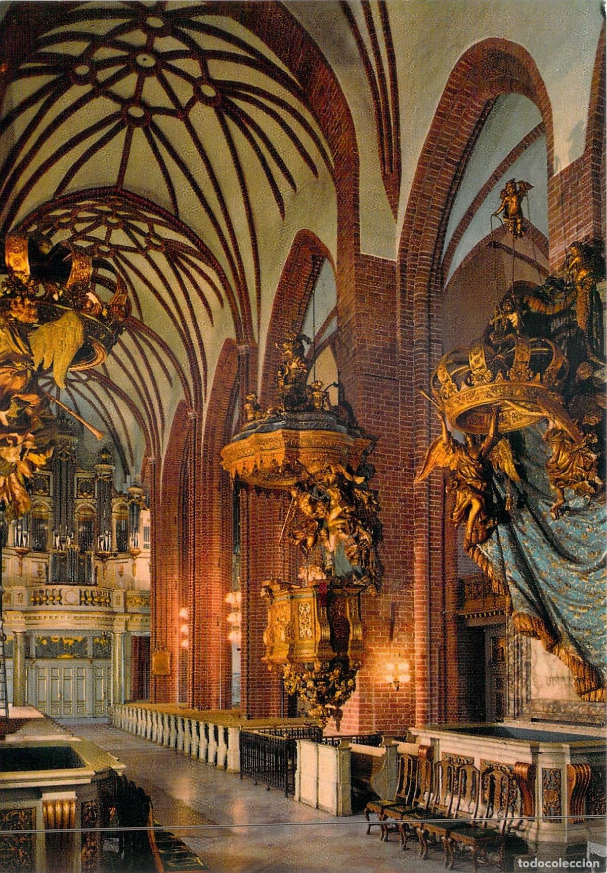 Postales: Postal de la Catedral de Estocolmo Storkyrkan, Interior y P&uacute;lpito