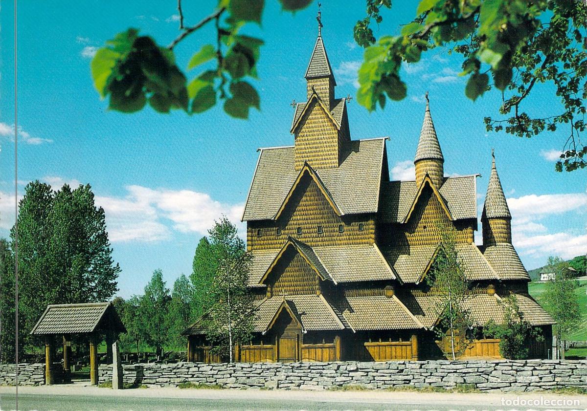 Postales: Postal Iglesia de Madera Stavkirke de Heddal, Noruega