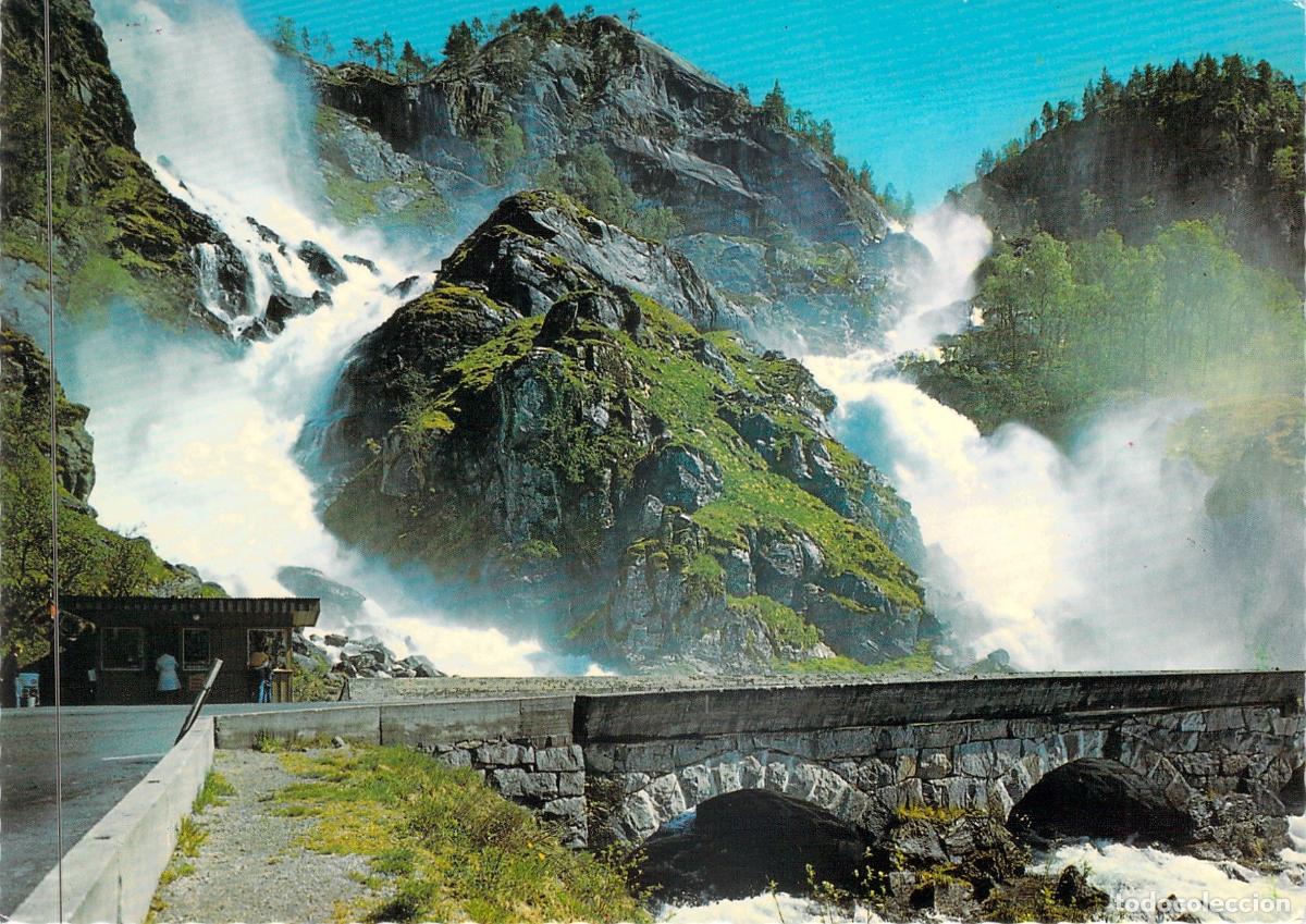 Postales: Postal de las Cataratas L&aring;tefossen en Hardanger, Noruega