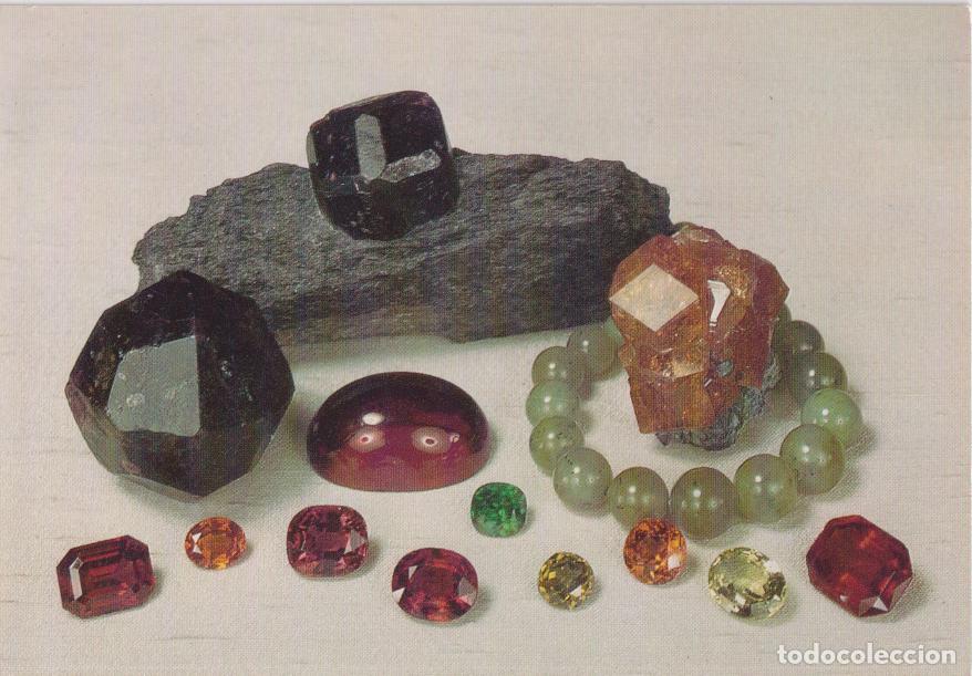 Postales: POSTAL PIEDRAS PRECIOSAS, ESPERSARTINA, CRISTALES DE ALMANDINO, DEMANTOIDE - FOTO DE J.M.PULSFORD -