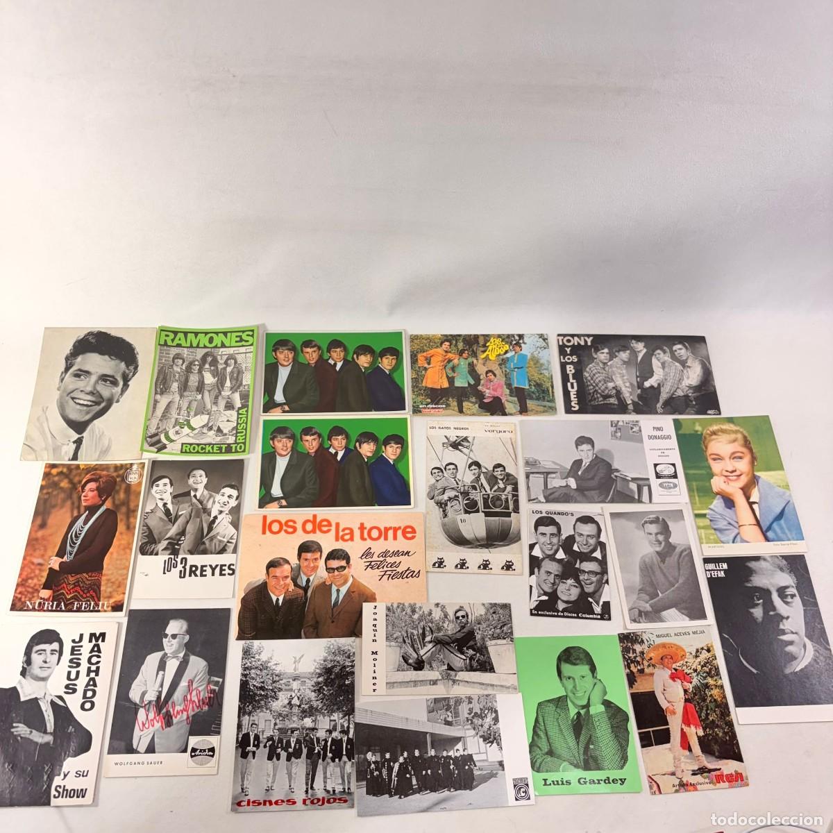Postcards: LOTE 20 POSTALES DE CANTANTES Y GRUPOS DIFERENTES GENEROS