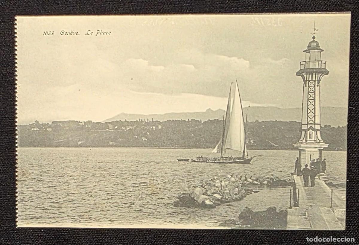 Postales: P.1011 Antigua Postal Gen&egrave;ve Le Phare Faro del Lago L&eacute;man Suiza Vintage