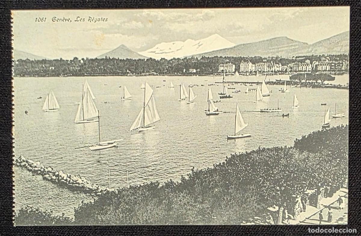 Postales: P.1021 Postal Antigua Gen&egrave;ve Les R&eacute;gates Lago L&eacute;man Veleros Suiza Vintage