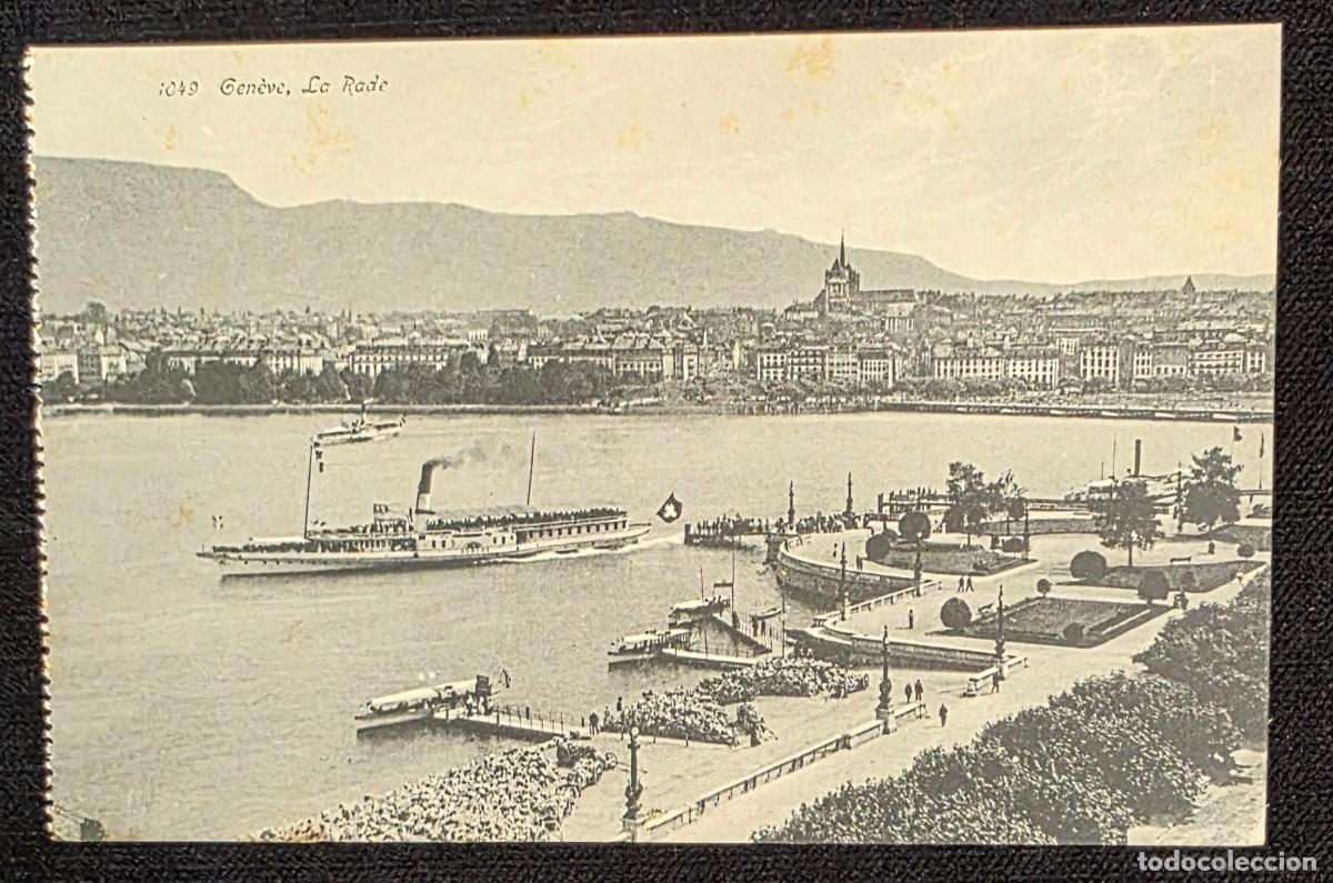 Postales: P.1025 Postal Antigua Gen&egrave;ve La Rade Lago L&eacute;man Barco Vapor Suiza Vintage