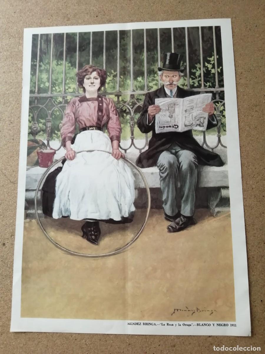 Postales: LAMINA REVISTA BLANCO Y NEGRO. LA ROSA Y LA ORUGA (MENDEZ BRIGA)