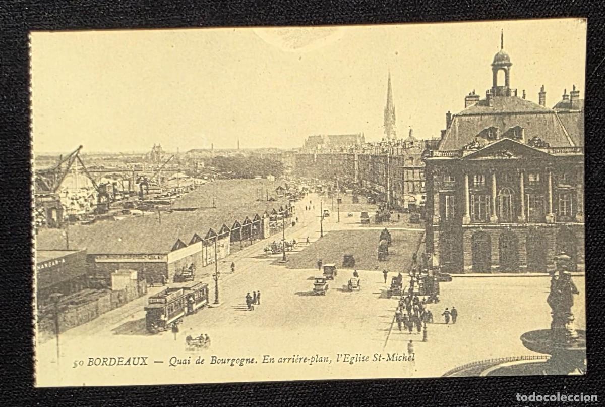Postales: P.1031 Antigua Postal Fotogr&aacute;fica de Burdeos Francia &ndash; Quai de Bourgogne y &Eacute;glise Saint-Michel
