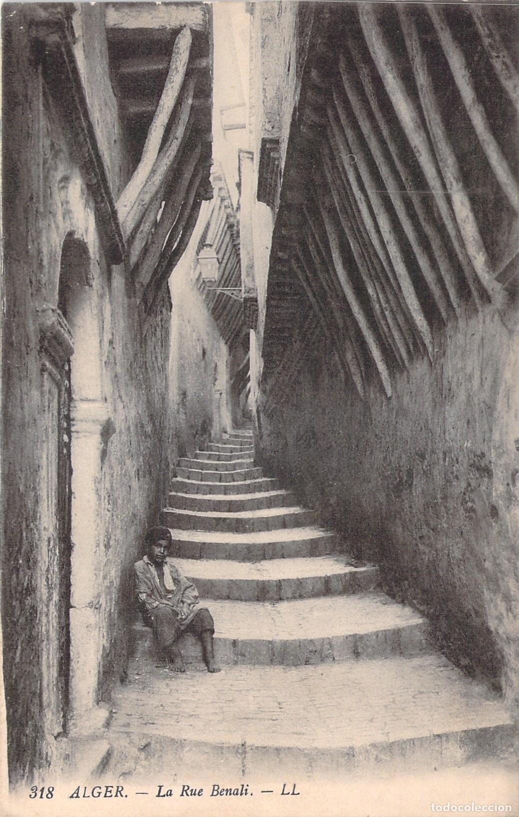 Postales: Postal de Argel, La Rue Benali, Argelia