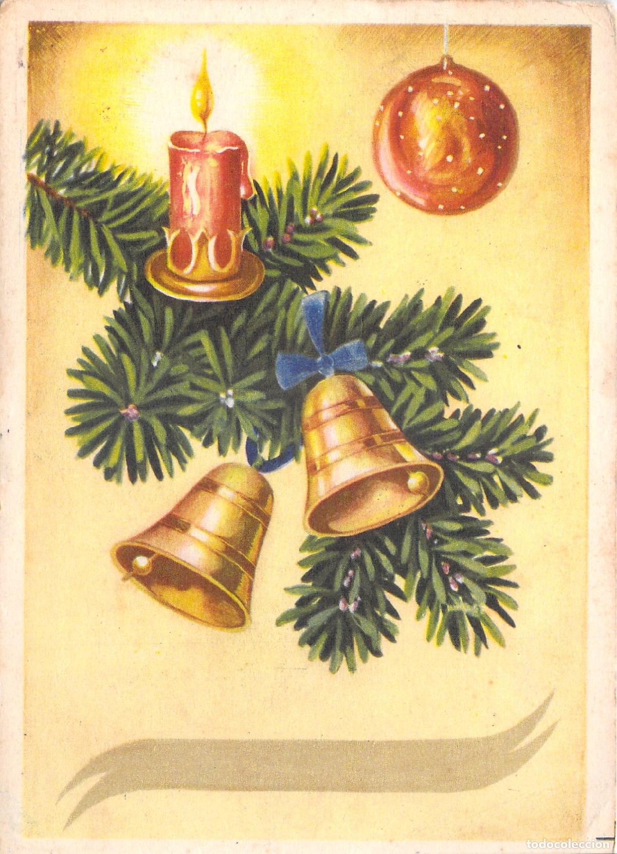 Postales: Postal de Navidad con Vela y Campanas Doradas de Yugoslavia