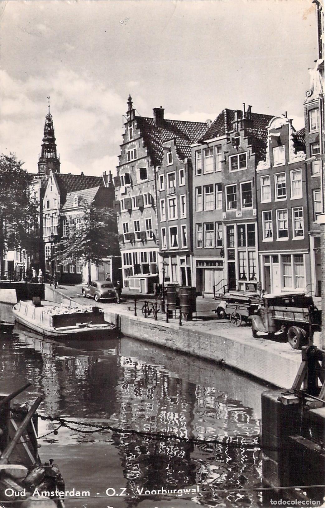 Postales: Postal de &Aacute;msterdam, Canal Oudezijds Voorburgwal y Arquitectura