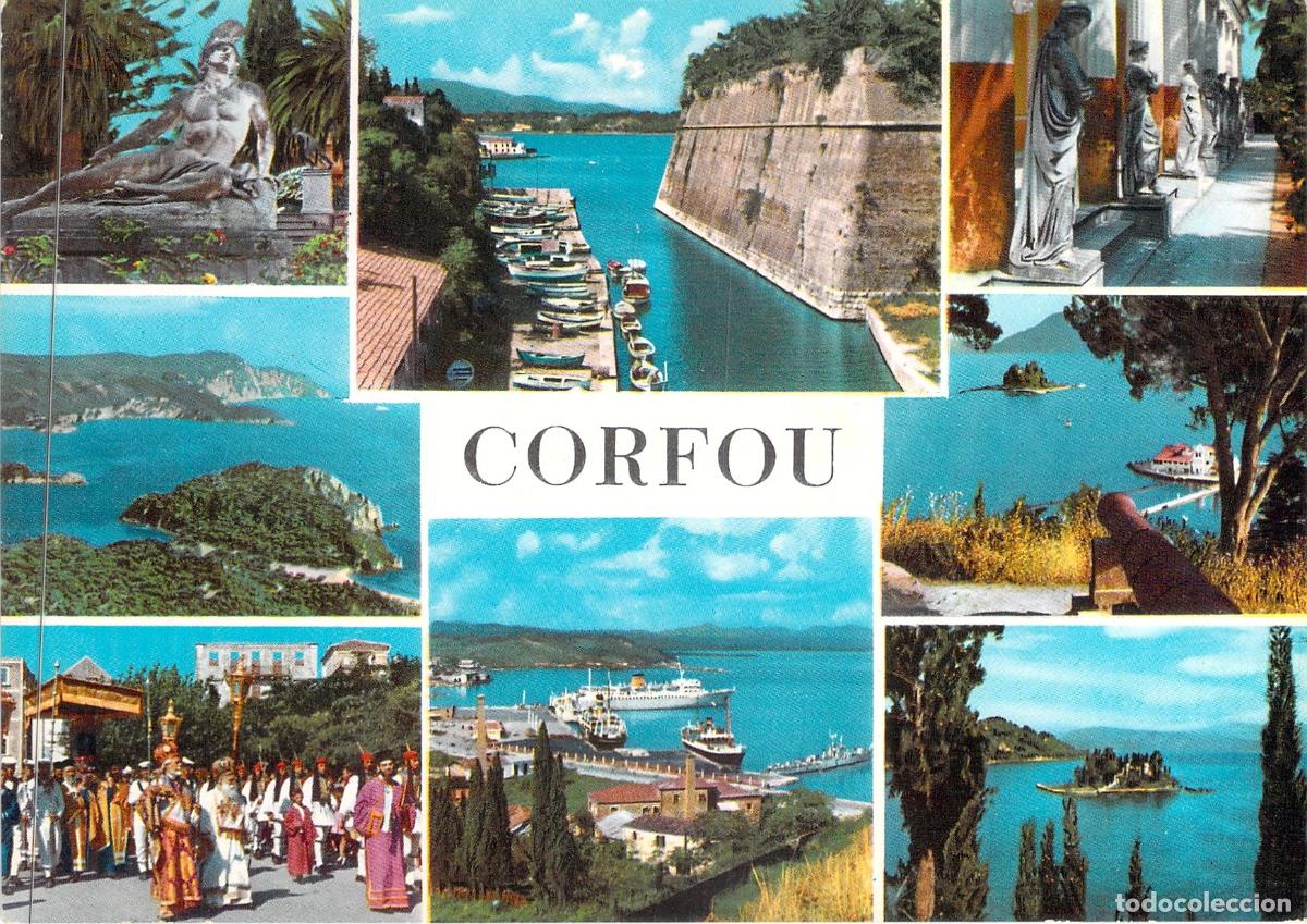Postales: Postal de Corf&uacute;, Grecia - Vistas M&uacute;ltiples de la Isla