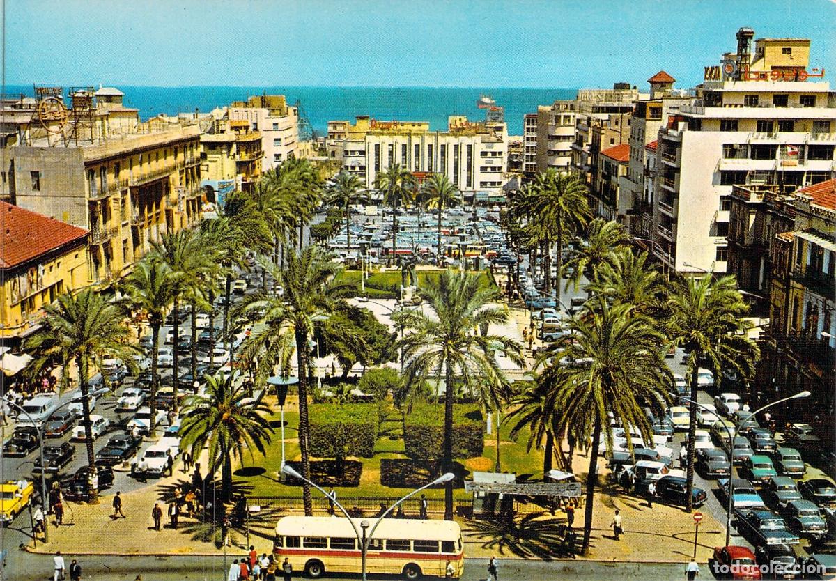 Postales: Postal de Beirut L&iacute;bano Plaza de los M&aacute;rtires Panor&aacute;mica Urbana