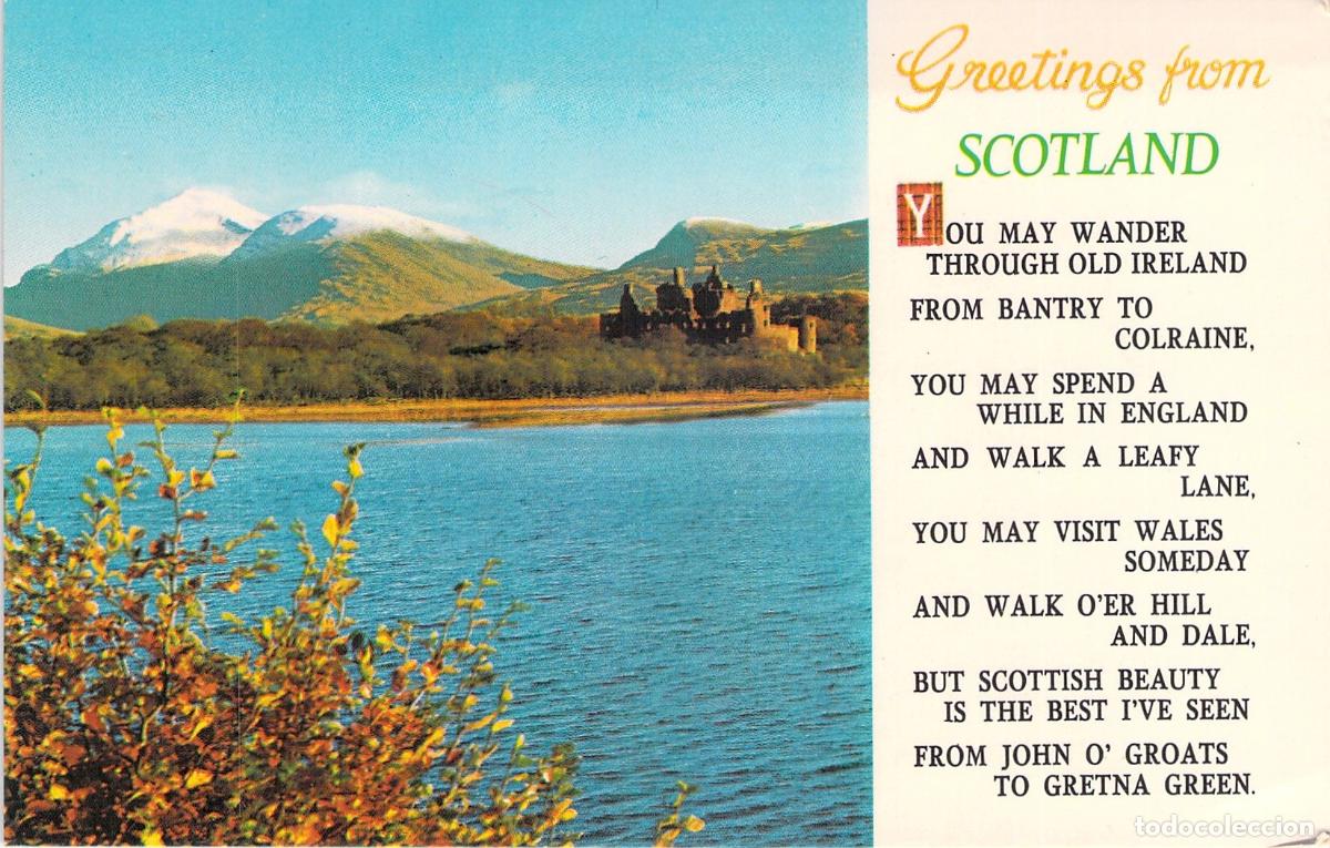 Postales: Postal Saludos de Escocia Castillo de Kilchurn y Poema
