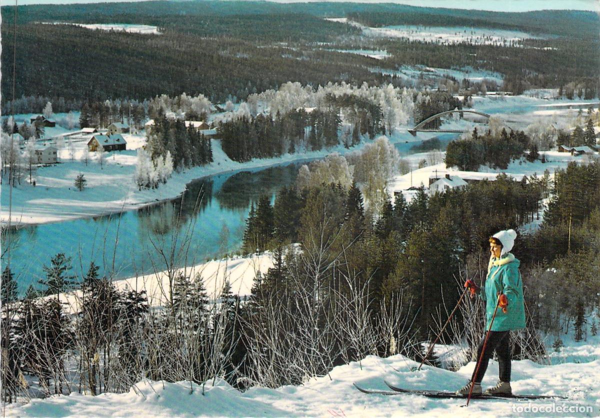 Postales: Postal de Suecia &Ouml;vre Klar&auml;lvdalen Paisaje de Invierno y Esqu&iacute;