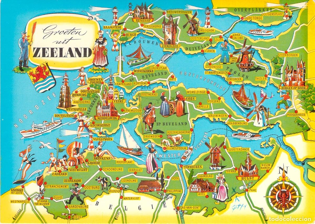 Postales: Postal Mapa Ilustrado de Zeeland Holanda Radio QSL