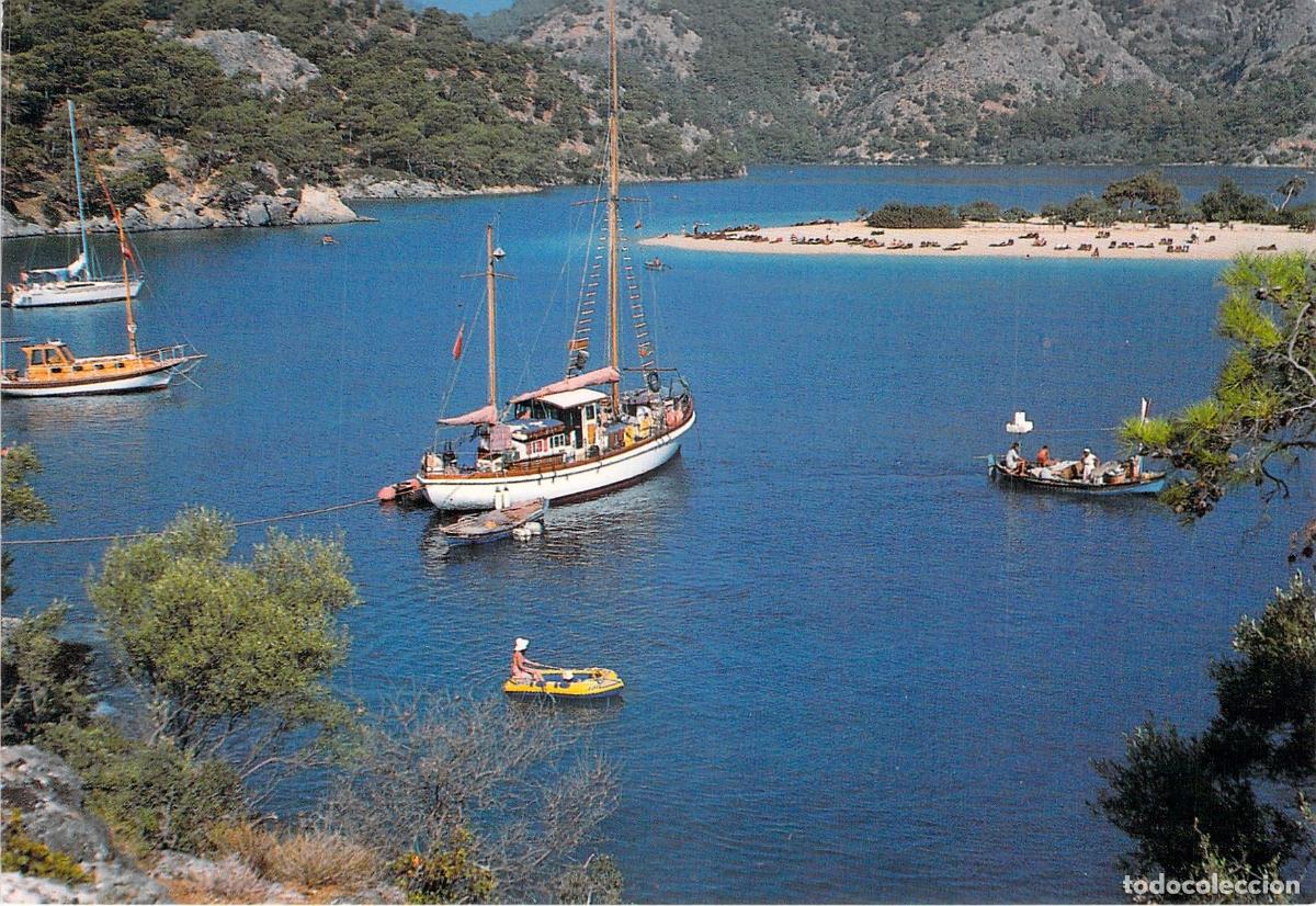 Postales: Postal de &Ouml;l&uuml;deniz Fethiye Turqu&iacute;a con Barcos y Paisaje Marino