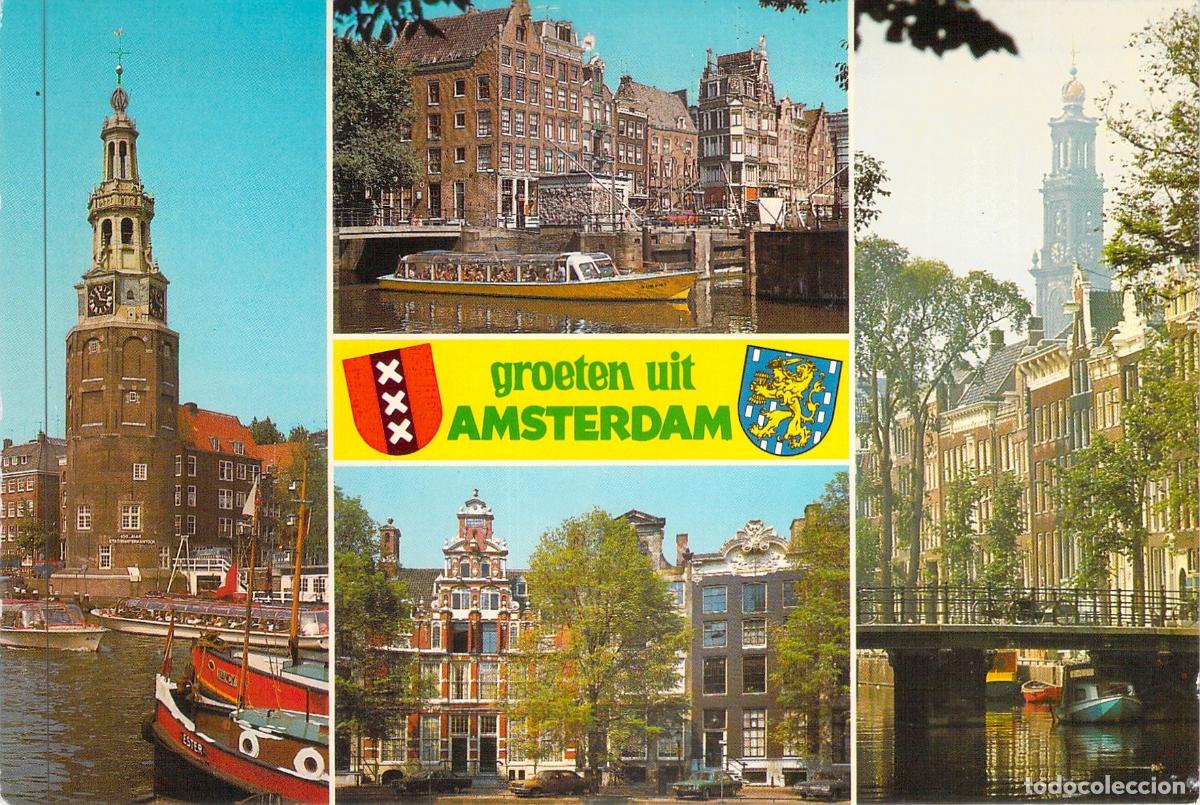 Postales: Postal de &Aacute;msterdam con Canales y Arquitectura Tradicional Holandesa