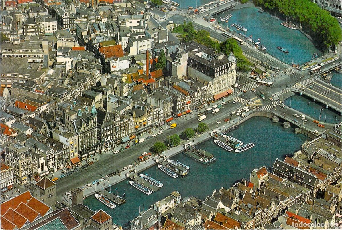 Postales: Postal de &Aacute;msterdam: Vista A&eacute;rea de Damrak y Prins Hendrikkade