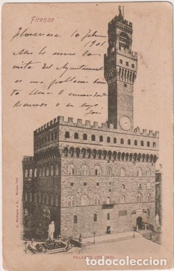 Postkarten: Florencia. Palazzo Vecchio. Franqueada y fechado en Florencia en 1901. Destino: Sevilla