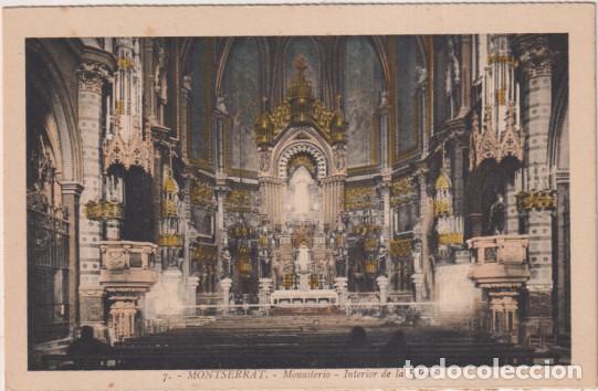 Postkarten: Montserrat. Monasterio- Interior de la Iglesia. Coloreada a mano. L. Roisin Fot. Barcelona. Sin usar