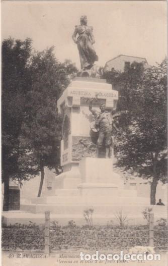 Postkarten: Zaragoza. Monumento de Agustina Zaragoza, Hero&iacute;na 2 de Julio 1808. Sin usar